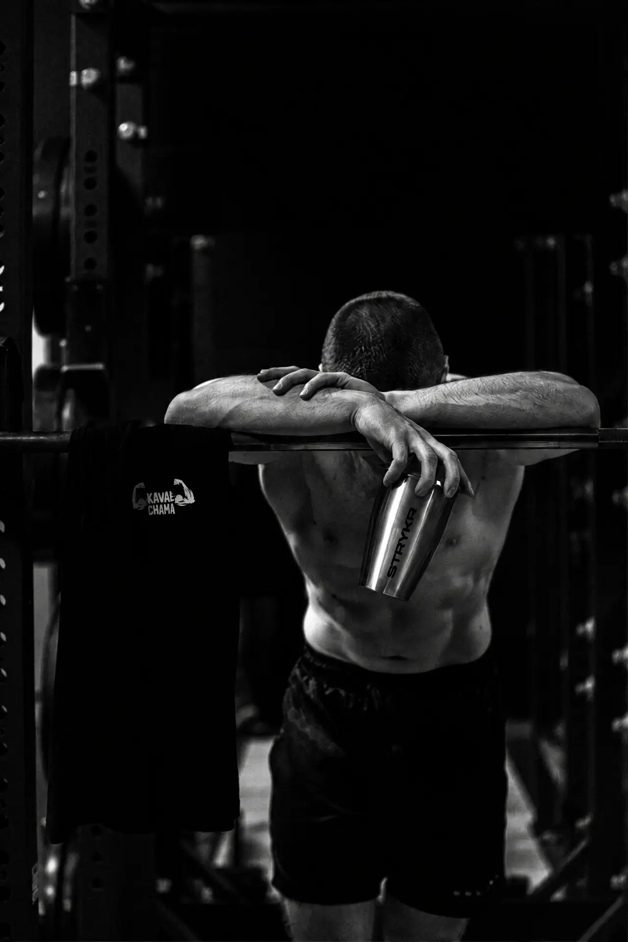 Athlete training with dumbbells
